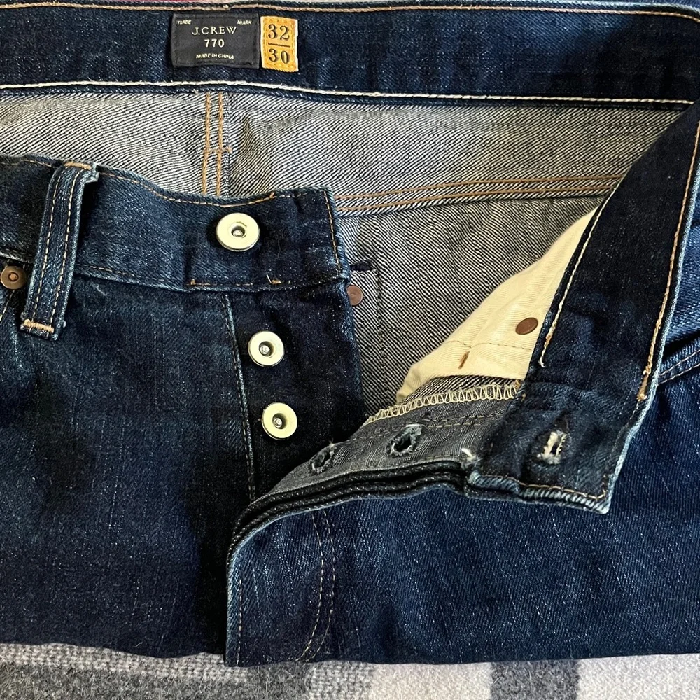J. Crew Dark Indigo Straight Leg Jeans - Picture 3 of 6